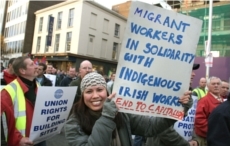 9.12.05.Dublin. Protest in support of Irish Ferries workers. ©Photo by Derek Speirs