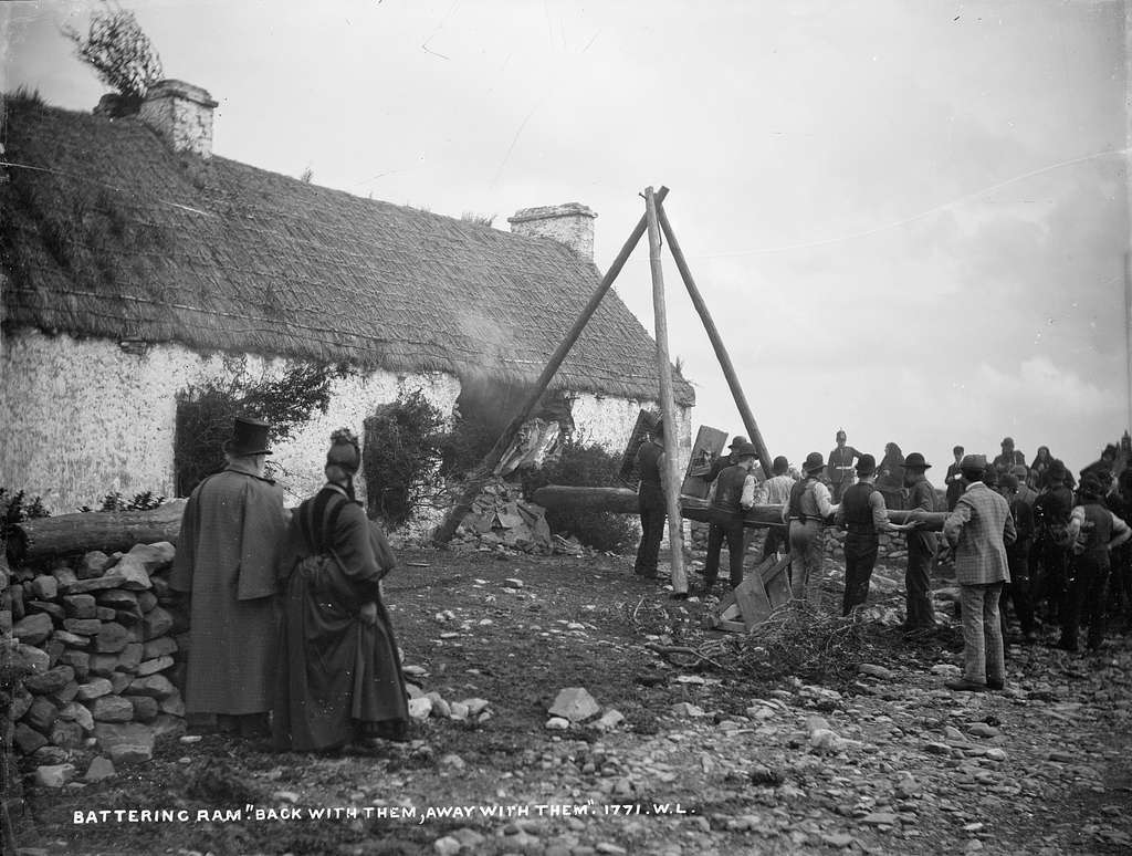 19th Century eviction of an Irish tenant with battering ram
